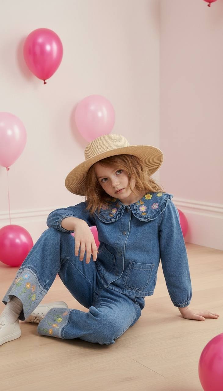 NAKIŞ İŞLEMELİ KOT TAKIM