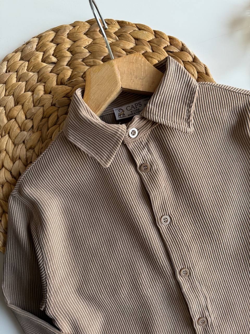 Kahve fitilli kadife takım