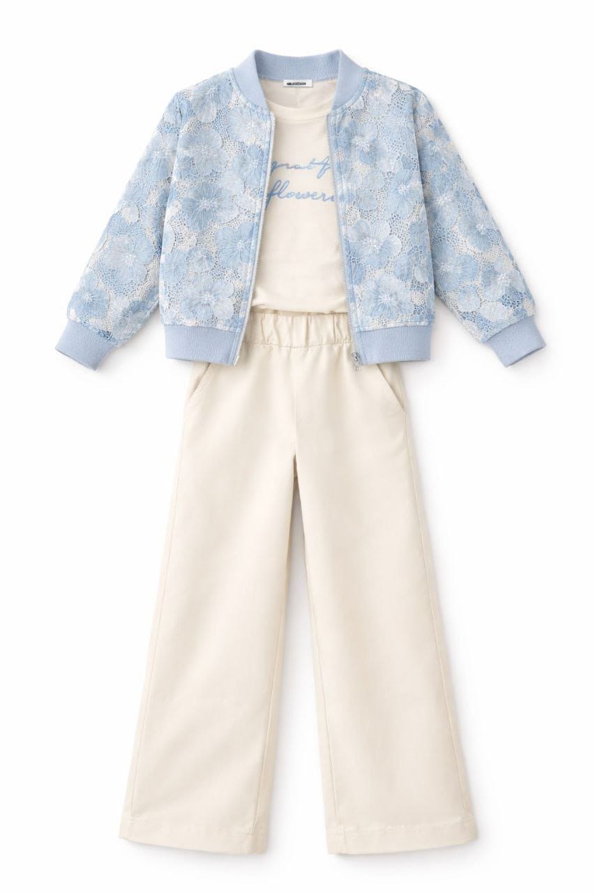 MAVİ DANTEL DETAYLI 3'LÜ TAKIM