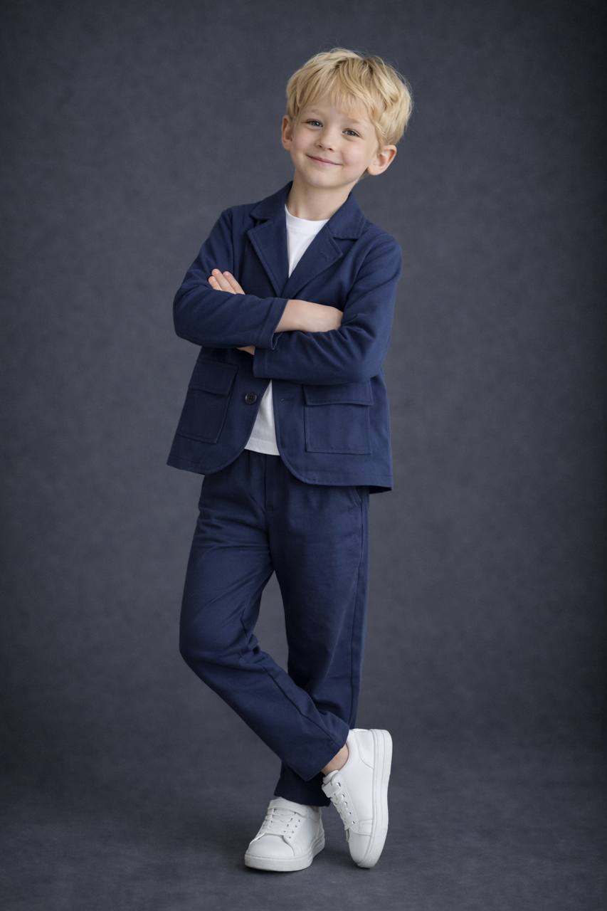 LACİVERT KETEN TAKIM